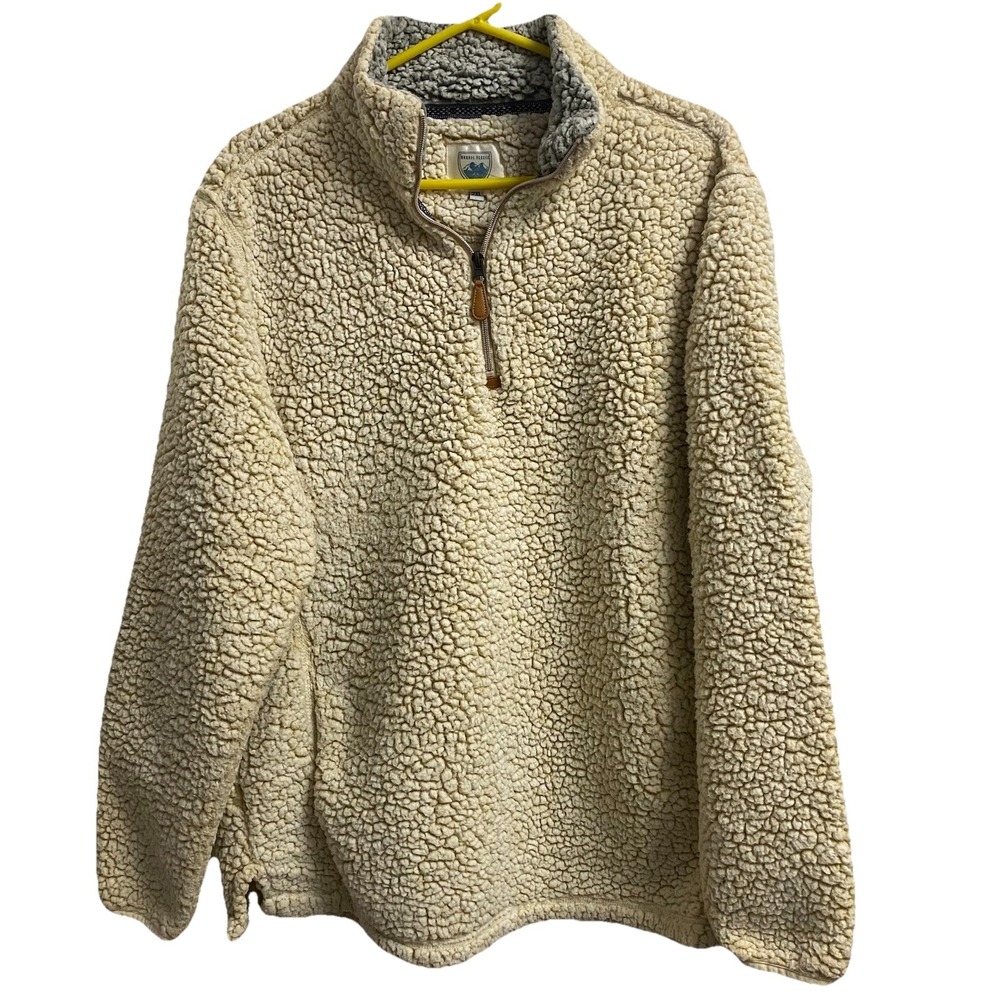 Nordic Fleece Women's Sherpa 1/4 Zip Ivory Fleece Pullover Coat Unisex Sz.2XL